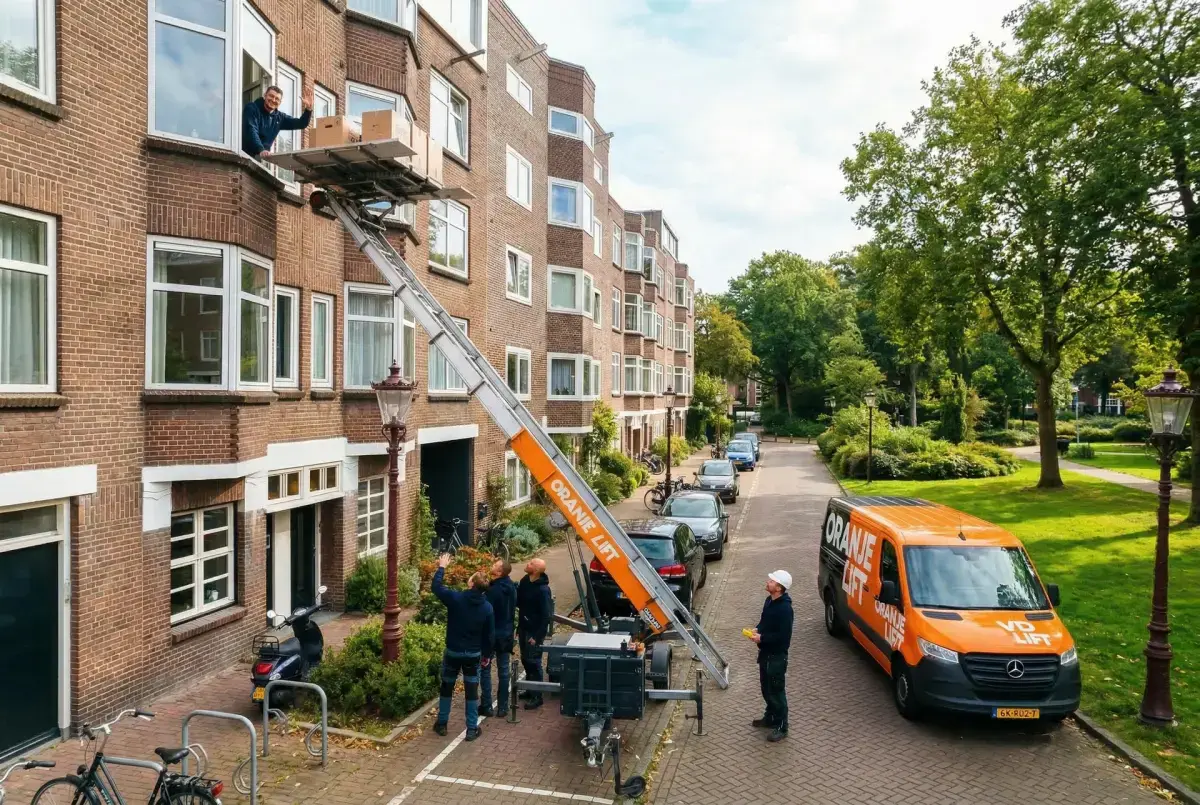 Verhuislift bij appartement aan laan